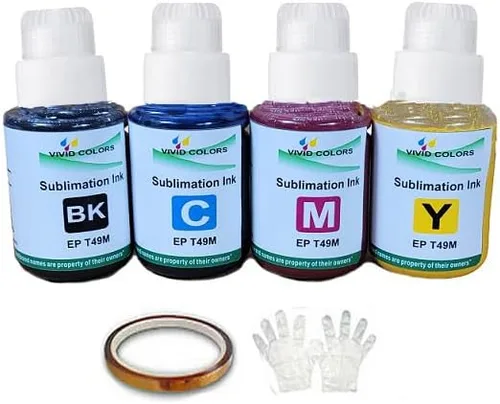 Vivid Colors Tinta de sublimación de tinte T49M para impresoras EP SureColor SC F170 F570, transferencia de prensa de calor en tazas DYI placas