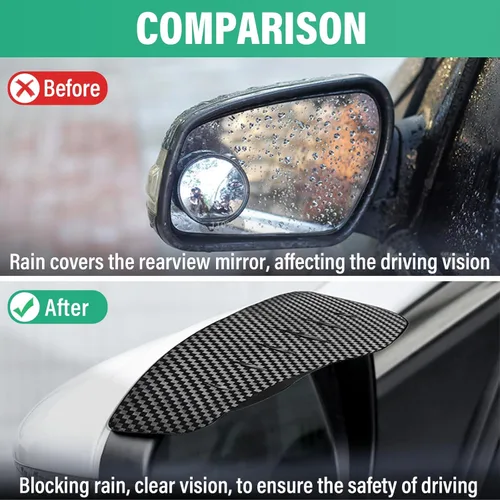 Miniatura 2 de Kewucn 2 PCS Cejas de Visor de Lluvia para Espejo, Protectores de Visor de Lluvia Impermeables para Espejos Laterales de Automóvil, Accesorios