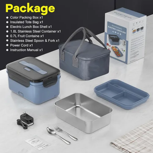 Miniatura 8 de Monteka Fiambrera eléctrica inalámbrica para adultos, calentador de alimentos portátil recargable de 1.8L, lonchera calentada, regalos de elefante
