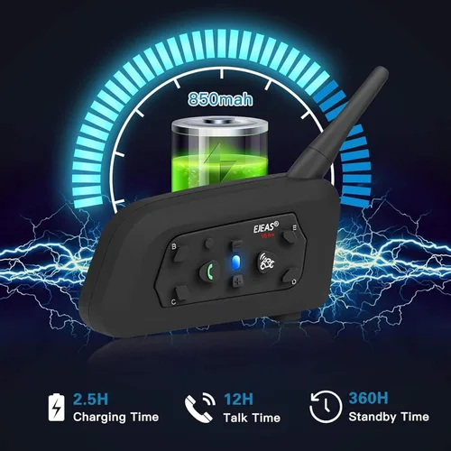Miniatura 5 de EJEAS V6 Pro - Casco de motocicleta con intercomunicador Bluetooth de 3,937.0 ft para 2 personas Full Dúplex inalámbrico para conectar hasta 6