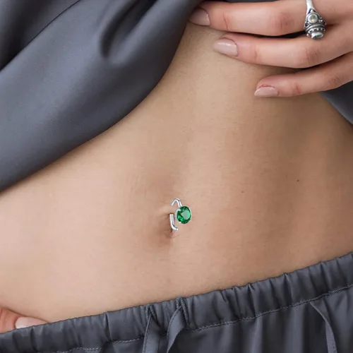 Miniatura 3 de FLYUN Belly Button Ring with Easy-to-wear Hook 14G10MM Hypoallergenic Sterling Silver Belly Ring Belly Piercing Ring Navel Piercing Jewelry