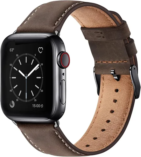 Miniatura 11 de SUNFWR Correas de cuero compatibles con Apple Watch de 1.61, 1.57, 1.5 pulgadas para hombres y mujeres, correa de repuesto de cuero genuino de grano