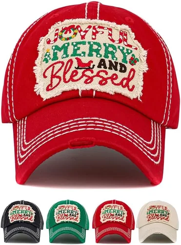 Miniatura 2 de ScarvesMe Gorra de béisbol con puntada desgastada para mujer, diseño vintage de Oh Deer Christmas