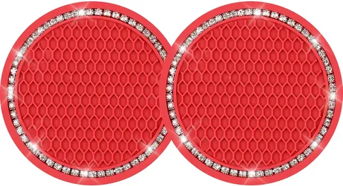 Miniatura 10 de yousheng 2 posavasos brillantes para automóvil, inserto universal para vehículo, inserto de silicona antideslizante de diamantes de imitación