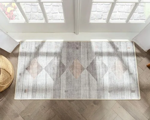Miniatura 10 de Amesti - Alfombra tejida a máquina, lavable, diseño contemporáneo abstracto envejecido, estilo persa