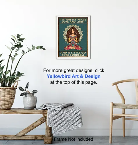 Miniatura 6 de Divertido arte de pared bohemio de 11 x 14 pulgadas, decoración de meditación zen, regalos de yoga de la nueva era para mujeres, impresión artística