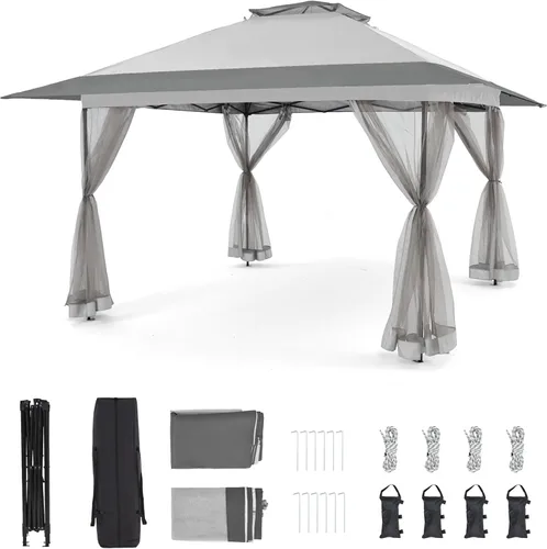 Miniatura 13 de Bezseller Carpa Gazebo Emergente de 11x11 pies con Mosquitero – Instalación Rápida, Toldo Exterior Resistente al Agua para Patio, Jardín, Patio Caqui