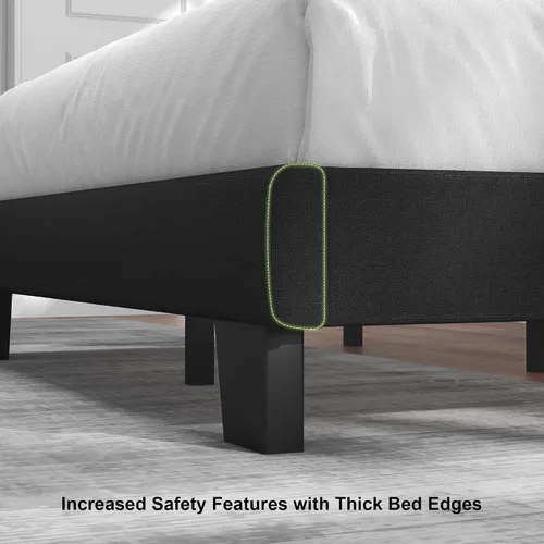 Miniatura 8 de Feonase Base de cama individual con plataforma doble, marco de cama individual tapizado en terciopelo, listones de madera maciza y soporte para pies