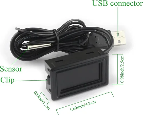 Miniatura 7 de Keynice. Sensor de temperatura termómetro. Fuente de poder, fahrenheit, grado y grados celsius. Pantalla lcd. Negra