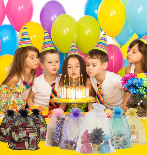 Miniatura 7 de Jexila 120 bolsas de organza transparente de 5 x 7 pulgadas, bolsas de regalo con cordón de malla pequeñas para joyas, bodas, fiestas, baby shower