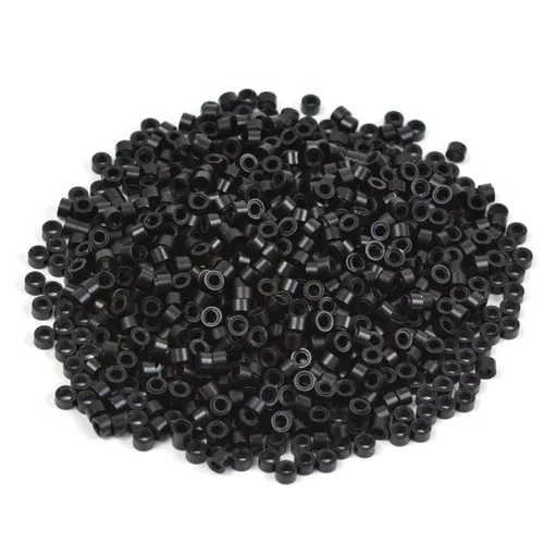 Miniatura 10 de 500 cuentas de extensiones de cabello con micro anillos forrados de silicona de 0.197 in, cuentas para extensiones de cabello con punta I