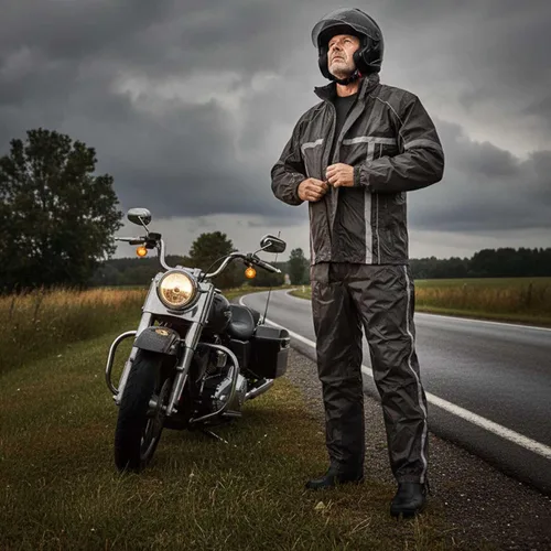 Miniatura 4 de Milwaukee Leather MPM9510 - Traje de lluvia para hombre, resistente al agua, para motocicleta, con cinta reflectante Hi Vis, en color negro