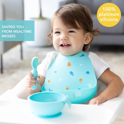 Miniatura 2 de Bumkins Baberos, bolsillo de silicona para bebés, babero para niña o niño, para 6-24 meses hasta niños pequeños, esencial imprescindible para comer