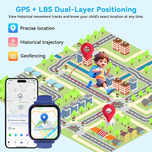 Miniatura 3 de Reloj inteligente 4G para niños, reloj inteligente para niños y niñas de 4 a 12 años con llamadas, SOS, controles parentales, juegos, cámara