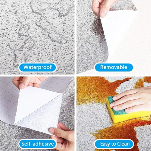 Miniatura 9 de Cre8tive Papel de contacto de acero inoxidable plateado de gran tamaño de 24 x 118 pulgadas, papel de aluminio para despegar y pegar, impermeable