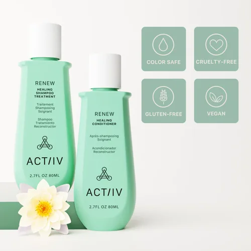 Miniatura 5 de ACTIIV Renew Travel Duo (unisex) Apoya la salud del cuero cabelludo y la apariencia de un cabello más completo, de aspecto más saludable, hidrata
