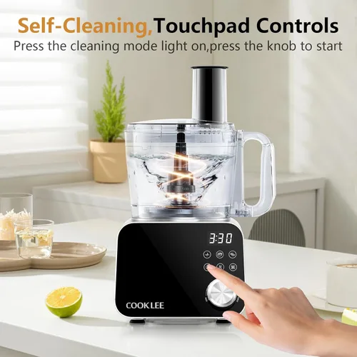 Miniatura 6 de Procesador de Alimentos COOKLEE, 600 Vatios, Cortador de Alimentos Eléctrico de 6 Funciones para Picar, Picar Fino, Cortar en Cubos, Rallar, Cortar