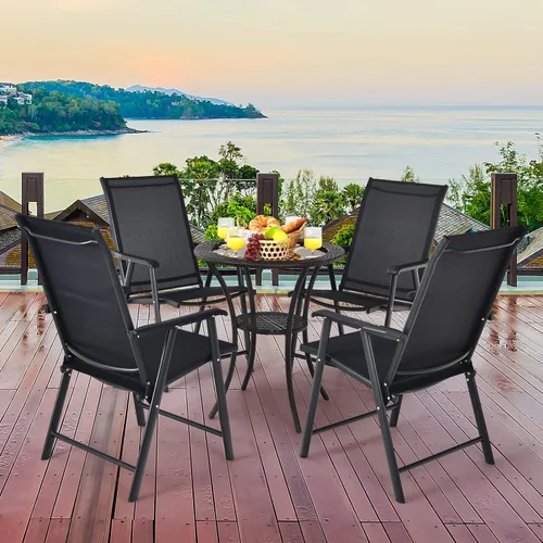 Miniatura 8 de S AFSTAR Juego de 2 sillas de patio, sillas plegables para exteriores con reposabrazos, sillas plegables al aire libre para césped, jardín, patio
