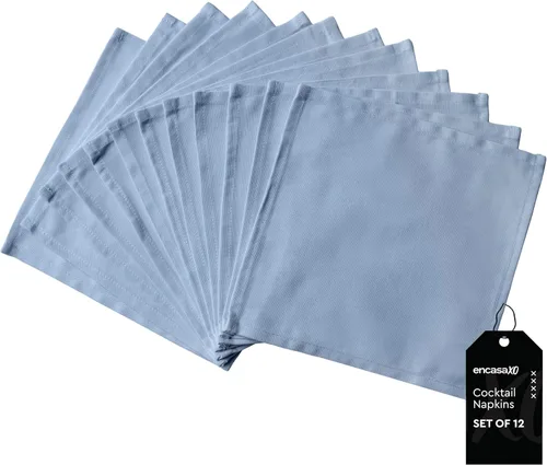 Encasa XO Cocktail Cloth Napkins Set of 12 | Pure Cotton Table Napkin | Size (9"x9") | B Grey Solid | Machine Washable