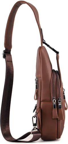 Miniatura 4 de YUAN FAN Bolso bandolera de cuero para hombre, bolso de transporte oculto para el pecho, bolso de viaje antirrobo