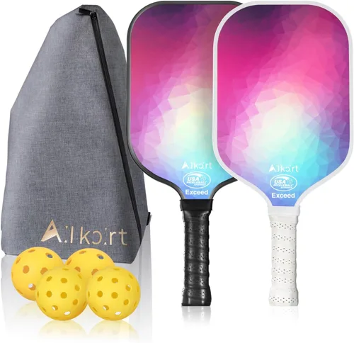 Miniatura 11 de AL Kort - Juego de 2 palas de pickleball de fibra de vidrio, palas ligeras, equipo de pickleball aprobado por USAPA con bolsa y 4 bolas, paquete
