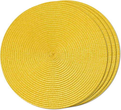 Miniatura 12 de FunWheat Juego de 4 manteles individuales redondos trenzados para mesas de comedor, tejidos, lavables, antideslizantes, pequeños de 13 pulgadas