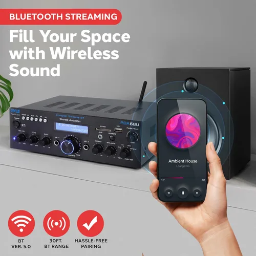 Miniatura 2 de Pyle Amplificador receptor [Compact HOME Theater sistema de audio digital] con transmisión inalámbrica estéreo Bluetooth Radio FM Lectores