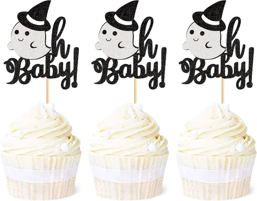 Miniatura 11 de Ercadio Paquete de 36 adornos para cupcakes de Halloween, sombrero de bruja, araña, calabaza, fantasma, gato, cupcakes, baby shower, cumpleaños