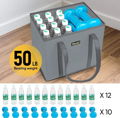 Miniatura 3 de BALEINE Paquete de 3 bolsas reutilizables para comestibles, bolsas de compras plegables para comestibles con fondo reforzado y asas (Frost Abies)