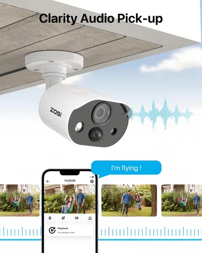 Miniatura 4 de ZOSI C303 - Sistema de cámara de seguridad para el hogar de 8 canales con audio, detección de personas y vehículos, visión nocturna, alarma de luz