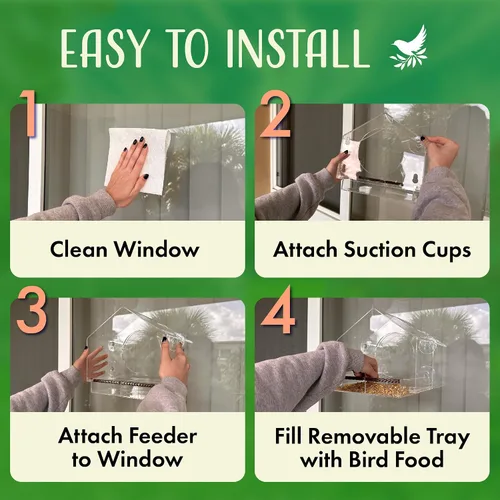 Miniatura 6 de Comederos de pájaros transparentes para ventanas con vista interior - Comedero de casa de pájaros con ventosas - Comedero de casa de pájaros