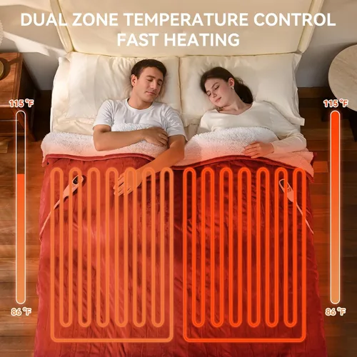 Miniatura 3 de Manta Térmica Manta Eléctrica Queen 84"x90" Manta de Calefacción con Control Dual 9 Niveles de Calefacción 10 Modos de Temporizador Apagado