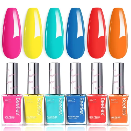Miniatura 30 de Beetles - Juego de esmaltes de uñas pastel, 6 colores, rosa, azul, amarillo, nude, rosa, morado, juego de esmalte de uñas de secado rápido, secado
