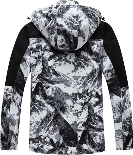 Miniatura 12 de GIISAM Chaqueta de lluvia para hombre, impermeable, ligera, para exteriores, rompevientos con capucha