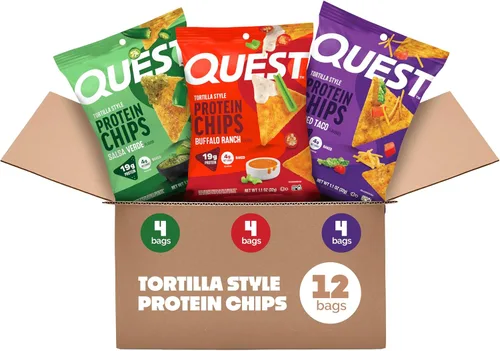 Miniatura 19 de Quest Tortilla Style - Paquete variado de chips de proteína, chile lima, queso nacho, tacos cargados, 12