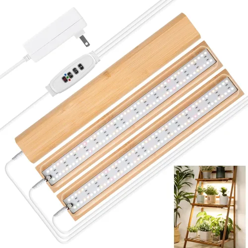 FOXGARDEN Luz de cultivo para plantas de interior de espectro completo, tira de luz de bambú para cultivo en interiores, lámpara de cultivo de 288