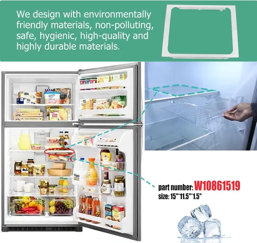 Miniatura 3 de [Actualizado] W10861519 Colgador de cajón de embutidos (sin vidrio), estante de cajón de carne compatible con refrigerador Whirlpool