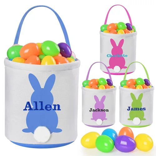 Miniatura 16 de Jocidea - Cesta de Pascua personalizada, paquete de 1 cestas de Pascua personalizadas para niñas y niños, cesta de Pascua personalizada para bebés