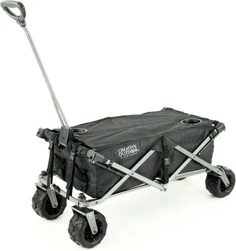 Miniatura 8 de Creative Outdoor All-Terrain Deluxe Wagon Ruedas giratorias todo terreno de 360 grados Ideal para playa, parque, jardín y portón trasero Negro