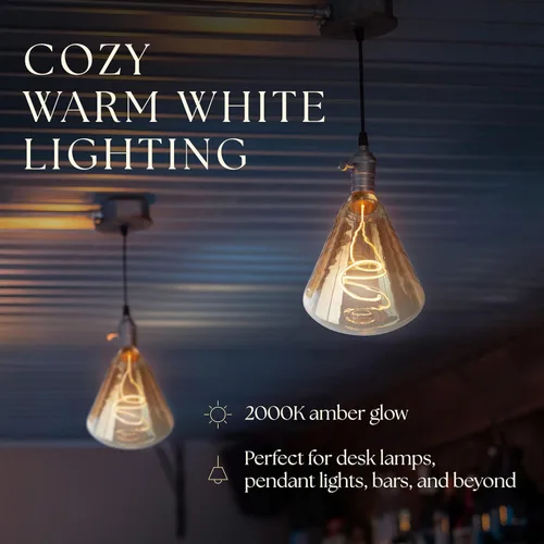 Miniatura 4 de Next Glow Bombilla LED decorativa Edison de filamento LED – 240 lúmenes, 4.9 W, regulable, 2000 K blanco cálido, base mediana E26 con impresionante