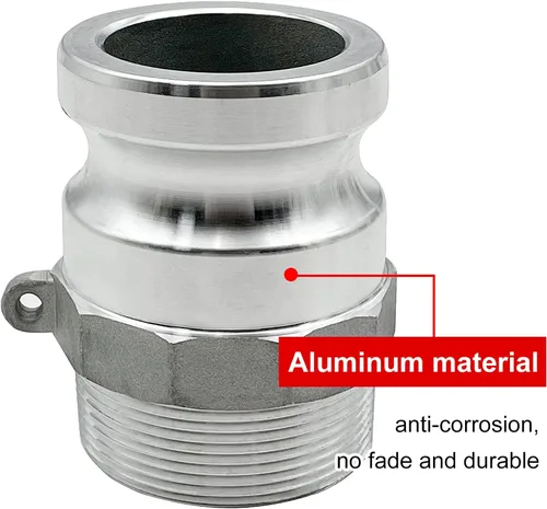 Miniatura 5 de SAFBY 2 accesorios de manguera de aluminio tipo F y cámara de ranura, enchufe x NPT macho con 2 piezas de accesorios de junta Camlock (1.5 pulgadas)
