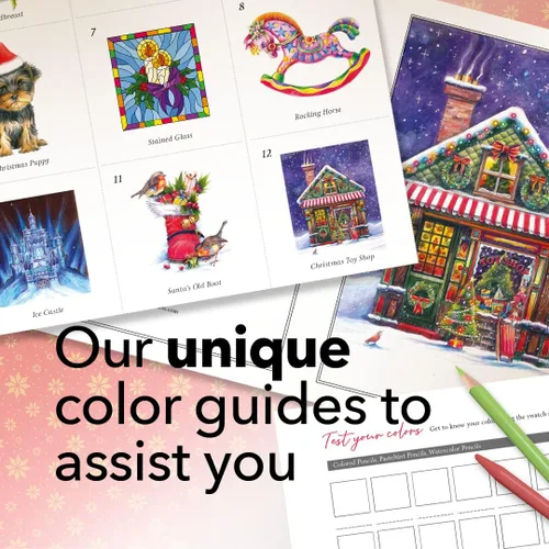 Miniatura 4 de Castle Arts - Libro de colorear de Navidad Compendio de tarjetas, calendario y escenas seleccionadas para levantar el espíritu con guía