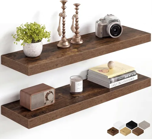 Miniatura 87 de Fun Memories Estantes flotantes de 16 pulgadas para pared, estantes de 8 pulgadas de profundidad para baño, dormitorio, cocina, montaje en pared