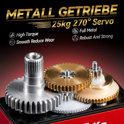 Miniatura 3 de Servo RC de 25KG de alto par, Miuzei Servo Motor impermeable compatible con coche RC 1/8, 1/10, dirección de engranaje metálico completo con asta