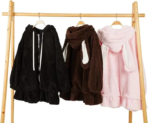 Miniatura 6 de BZB Sudaderas con capucha de conejo de anime Kawaii para mujer, suéter de conejo mullido y mullido para cosplay, abrigos