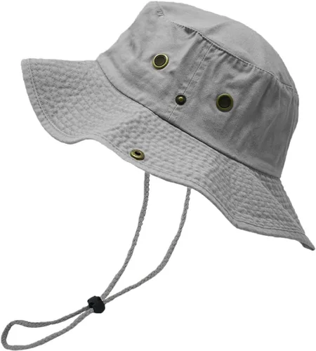 Miniatura 13 de Glory Max Sombrero de pescador de algodón lavado con correa de barbilla gorra de pesca Sun Safari Boonie Negro