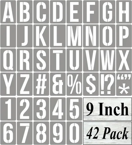 Miniatura 17 de Plantillas de letras del alfabeto de 12 pulgadas para pintar, paquete de 42 plantillas de letras y números con letreros para pintar sobre madera