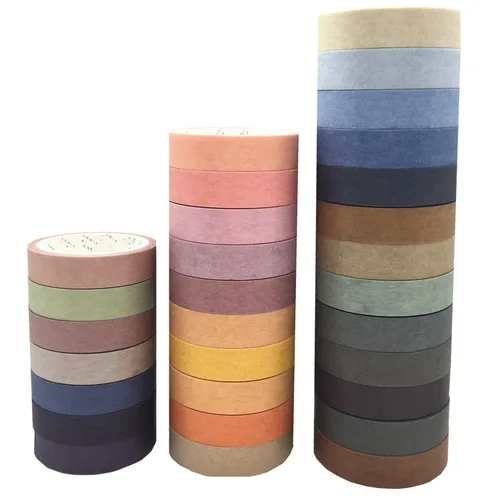 VIVIQUEN Juego de 30 rollos de cinta adhesiva Washi de colores, cintas finas decorativas, para niños y regalos (color natural, 0.354 in)