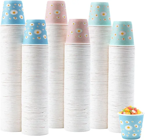 Miniatura 12 de Tamone Paquete de 600 unidades de tazas de baño de 3 onzas, pequeñas tazas de papel, tazas desechables con diseño de globo, azul, verde, naranja