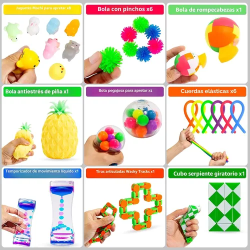 Miniatura 3 de 76 piezas Juego de juguetes sensoriales para aliviar el estrés, paquete antiansiedad, juguetes sensoriales para niños y adultos, paquetes